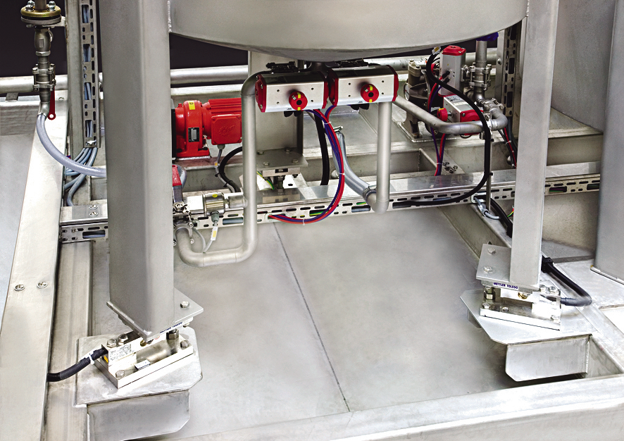 Recipe control by gravimetric load cells