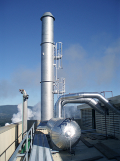 Non-condensable gas (NCG) flare incinerator, Santa Fe, Chile 