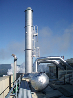 Non-condensable gas (NCG) flare incinerator, Santa Fe, Chile