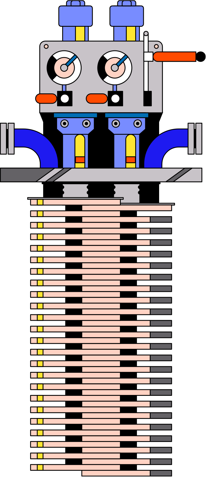 The industrial-scale dynamic crossflow filter consists of up to 256 filter membranes of the type used at Novo Nordisk. The industrial-scale dynamic crossflow filter