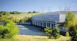 View of the hydropower station E.B. Campbell, Canada