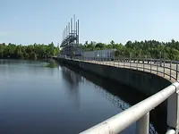 Panorama view of the hydropower plant Chenaux GS, Canada