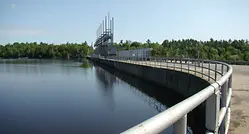 Panorama view of the hydropower plant Chenaux GS, Canada