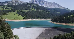 Dam of the Hongin-Léman pump storage power plant in Switzerland
