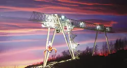 LogPorter crane against night sky