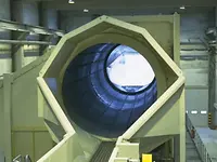 Inside a debarking drum