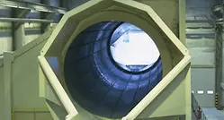 Inside a debarking drum