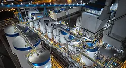 ANDRITZ lamella evaporation plant at night