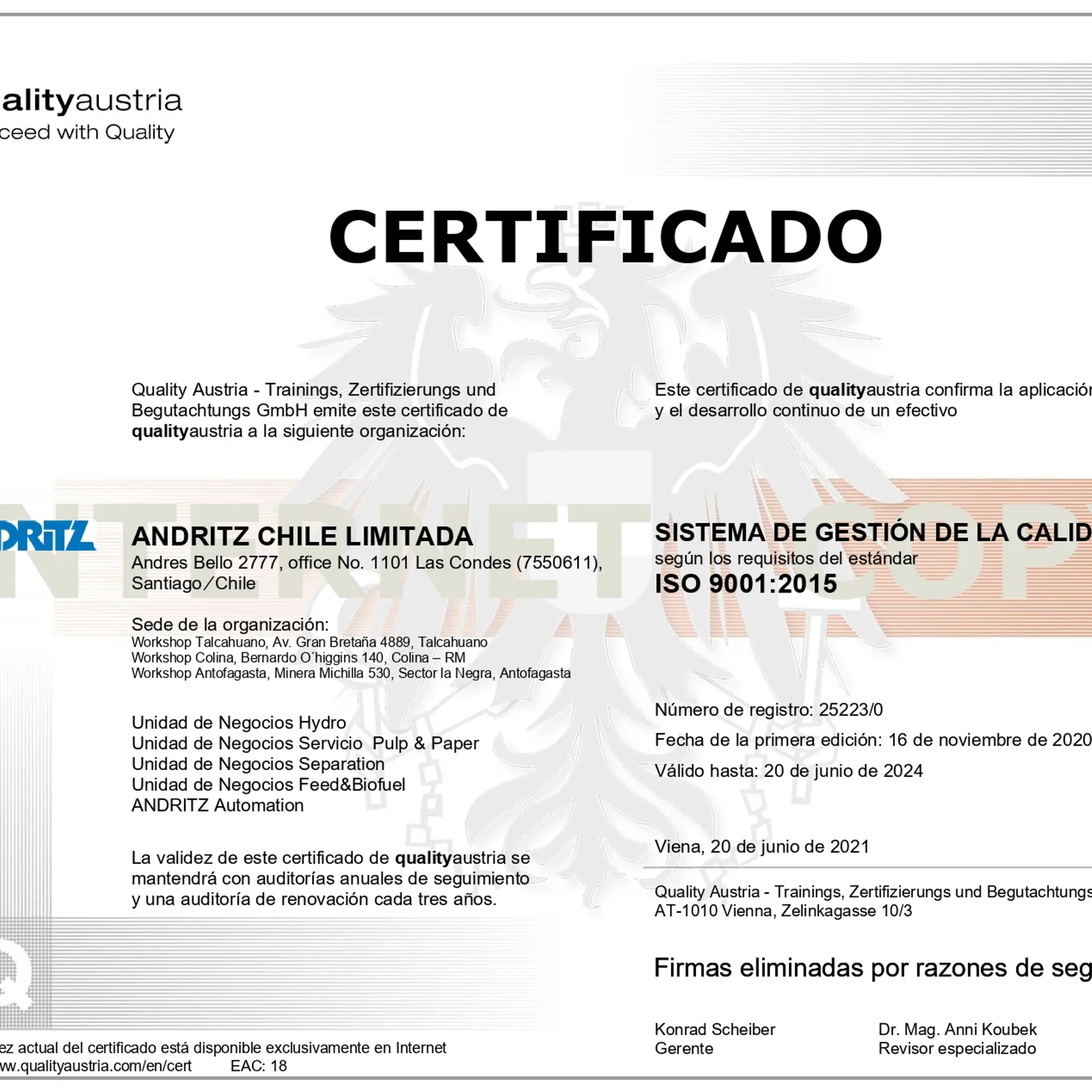 picture_certificate_IMS-9001-2015-andritz-chile_group